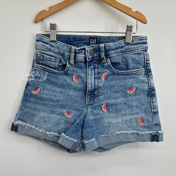 Gap Denim Watermelon Embroidered Stretch Shorts Size 10 - Picture 1 of 3